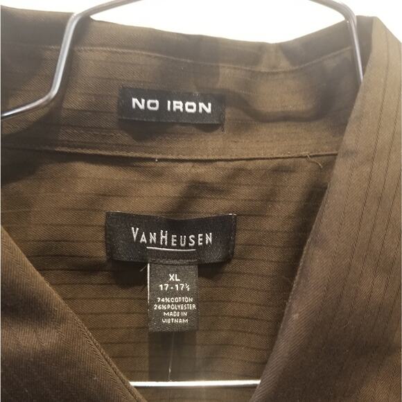 Van Heusen Brown Button Down Men's Dress Shirt - Picture 3 of 7